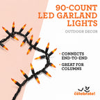 Indoor/Outdoor 90-Count LED Garland Lights, Orange, 9', Halloween by Way To Celebrate