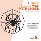 Giant Spider Web with Spider Decoration, Black, 8', Halloween by Way To Celebrate