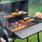 Gourmet 30in Charcoal Grill And Offset Smoker - Black