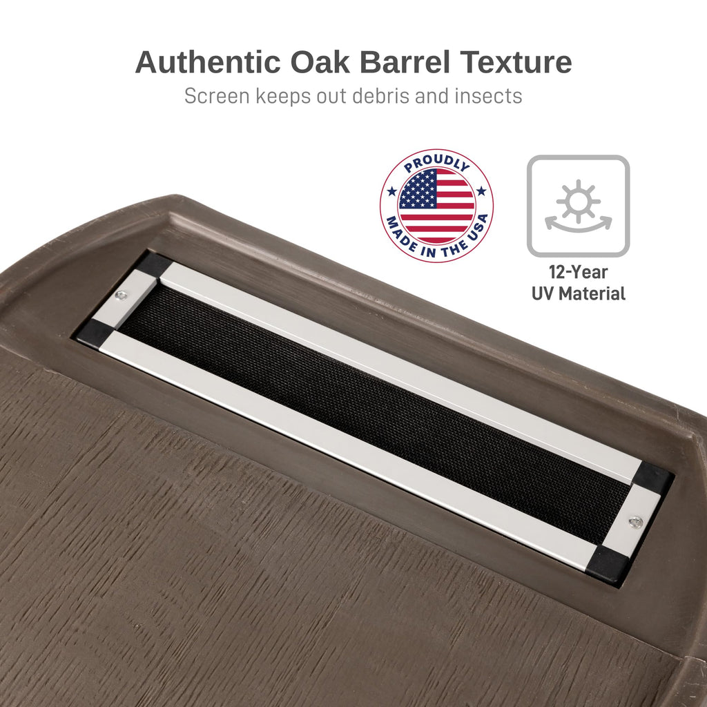 50 Gallon Rain Barrel With Brass Spigot And Flat-Back Design