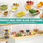 Glass Food Storage Containers With Lids Set, 34 Pieces, Grey