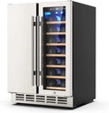 Ecojoy 24 Inch Dual Zone Wine And Beverage Refrigerator, 20 Bottles And 57 Cans