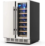 Ecojoy 24 Inch Dual Zone Wine And Beverage Refrigerator, 20 Bottles And 57 Cans