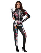 Joyfy Glow in the Dark Skeleton Costume for Adults Women Halloween Dress Up Party Role Playing Cosplay