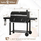 Sophia & William Charcoal BBQ Grill, 794 Sq. In. Cooking Area, 2 Lifting Charcoal Trays, Black