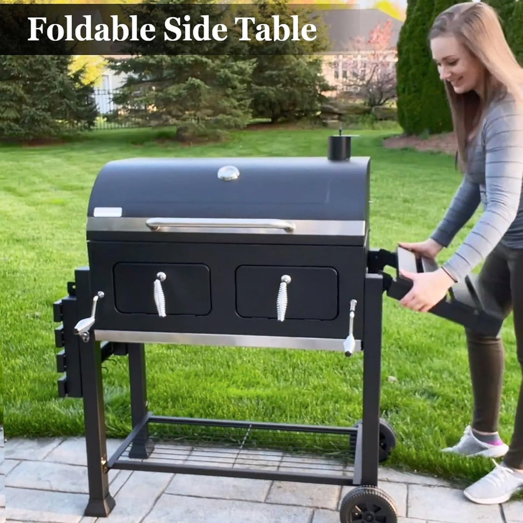 Sophia & William Charcoal BBQ Grill, 794 Sq. In. Cooking Area, 2 Lifting Charcoal Trays, Black