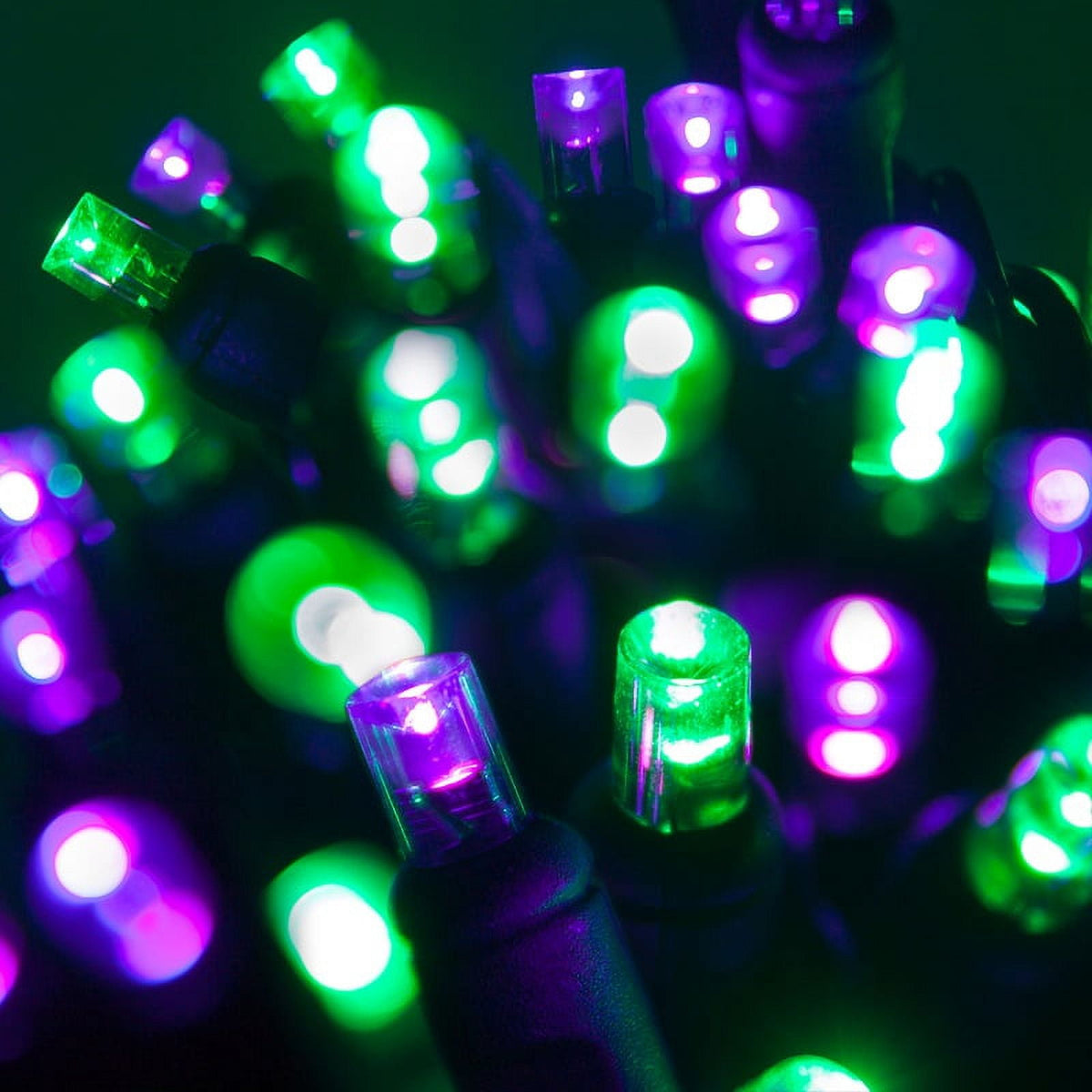 70 LED Purple and Orange String Lights for Halloween Displays Party Decoration, 24', Indoor Outdoor Black Wire