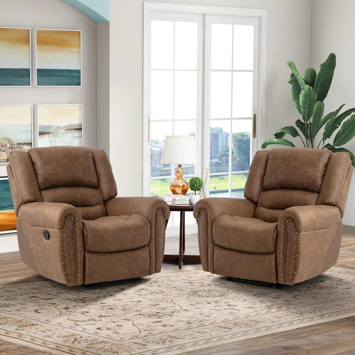 CANMOV Manual Recliner Chair, Nut Brown