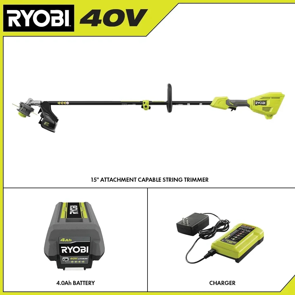 RYOBI 40V 15" Attachment Capable String Trimmer Kit