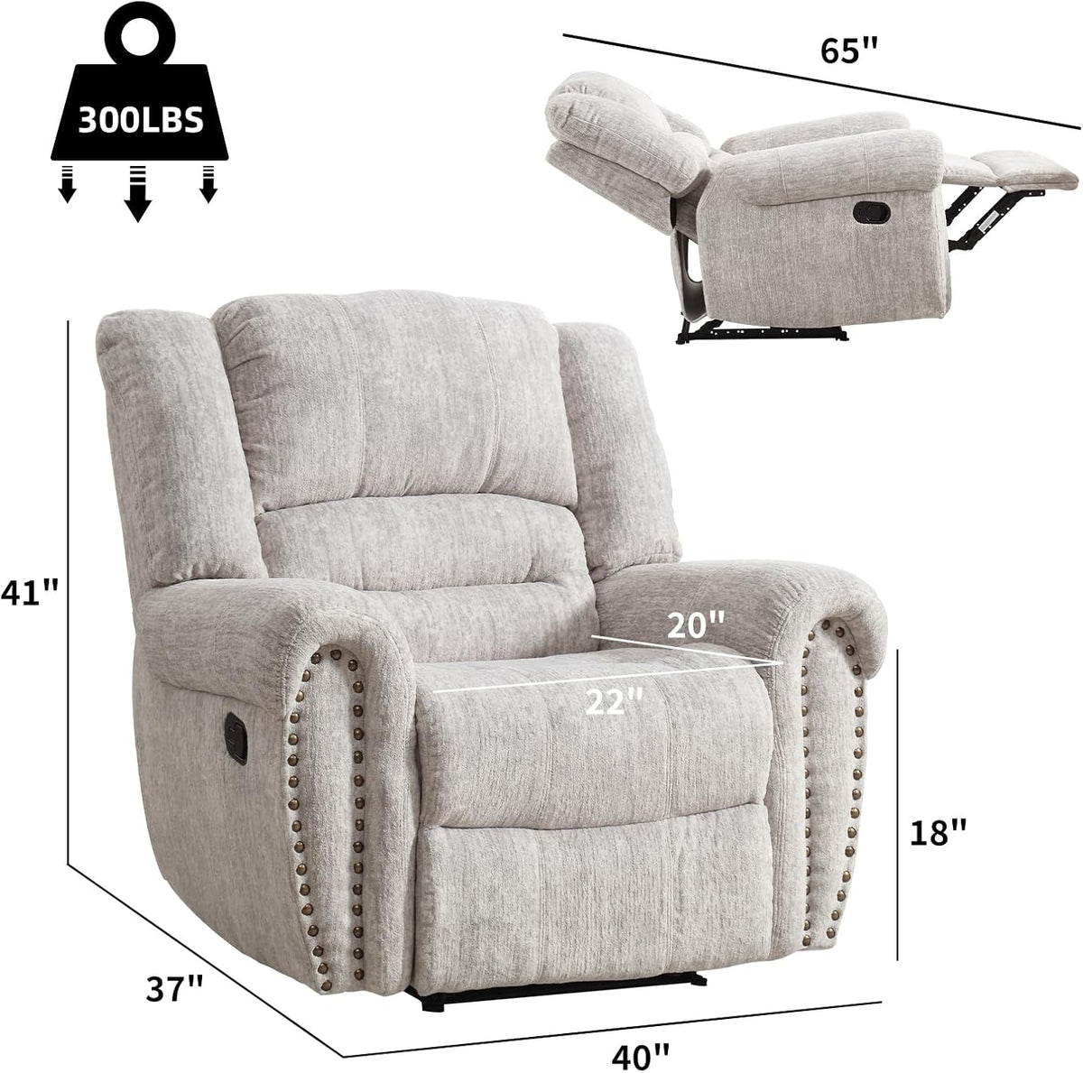 CANMOV Manual Recliner Chair, Nut Brown