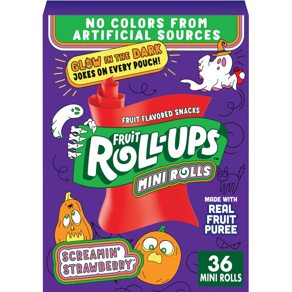 Fruit Roll-Ups Mini Rolls, Screamin' Strawberry Fruit Flavored Snacks, 36 Count, 13.3 oz
