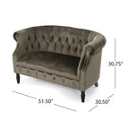 Christopher Knight Home Velvet Tufted Scroll Arm Loveseat, 30.75 x 51.5 x 30.5 Inches - Milani