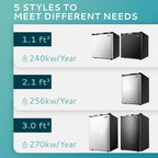 EUHOMY Compact Upright Freezer, 3.0 Cubic Feet, Silver Stainless Steel Door - MF-30-Y