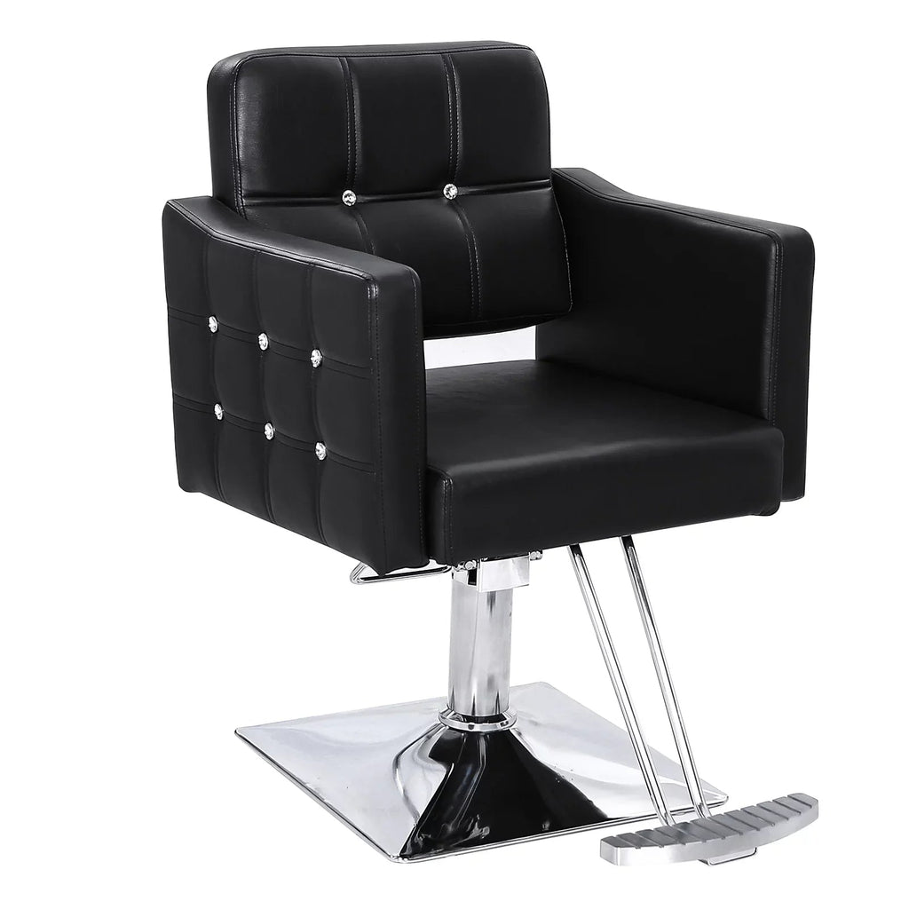OmySalon Hydraulic Barber Chair, Black - 19.3 Inch Wide, 330Lbs Capacity