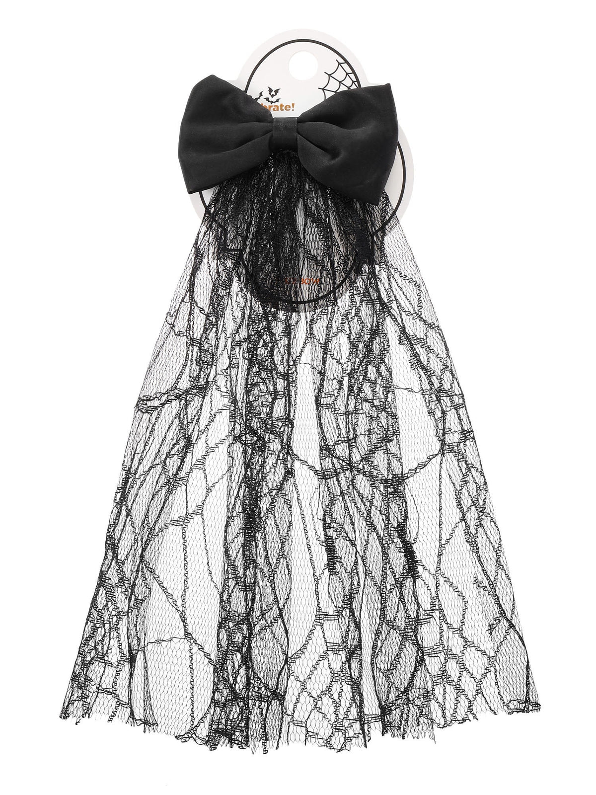 Way to Celebrate Halloween Spiderweb Lace Hair Bow, Black, 1 Piece, Alligator Hair Clip