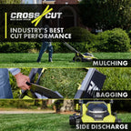RYOBI 40V HP Brushless 21" Walk Behind Self-Propelled Lawn Mower w/ (2) 6.0Ah Batteries and Charger