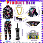GYQMBT 80s 90s Men's Sportswear, Party Hip Hop Windbreaker 90s Disco Sportswear, 80s Adult Bizarre Costume 8 Piece Set