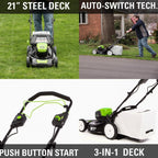 Greenworks 80V Cordless 21 in Self-Propelled Brushless Lawn Mower