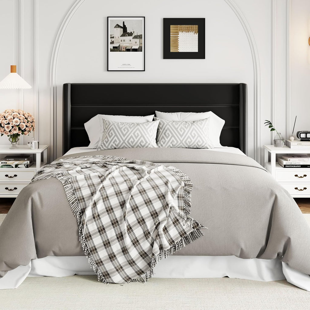 Allewie Queen Lift Up Storage Bed Frame With Wingback Headboard, Light Beige - 80.7 x 60.6 x 44.5 in