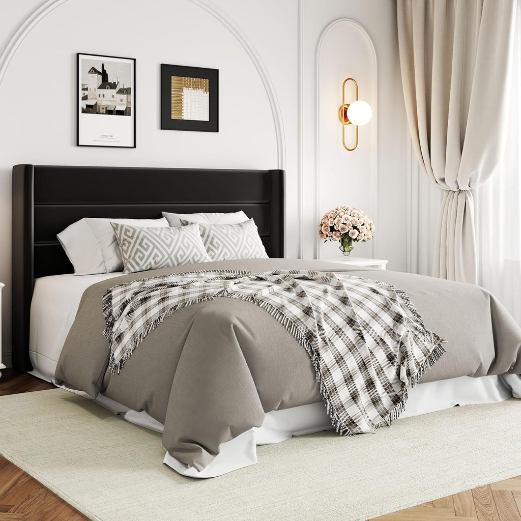 Allewie Queen Lift Up Storage Bed Frame With Wingback Headboard, Light Beige - 80.7 x 60.6 x 44.5 in