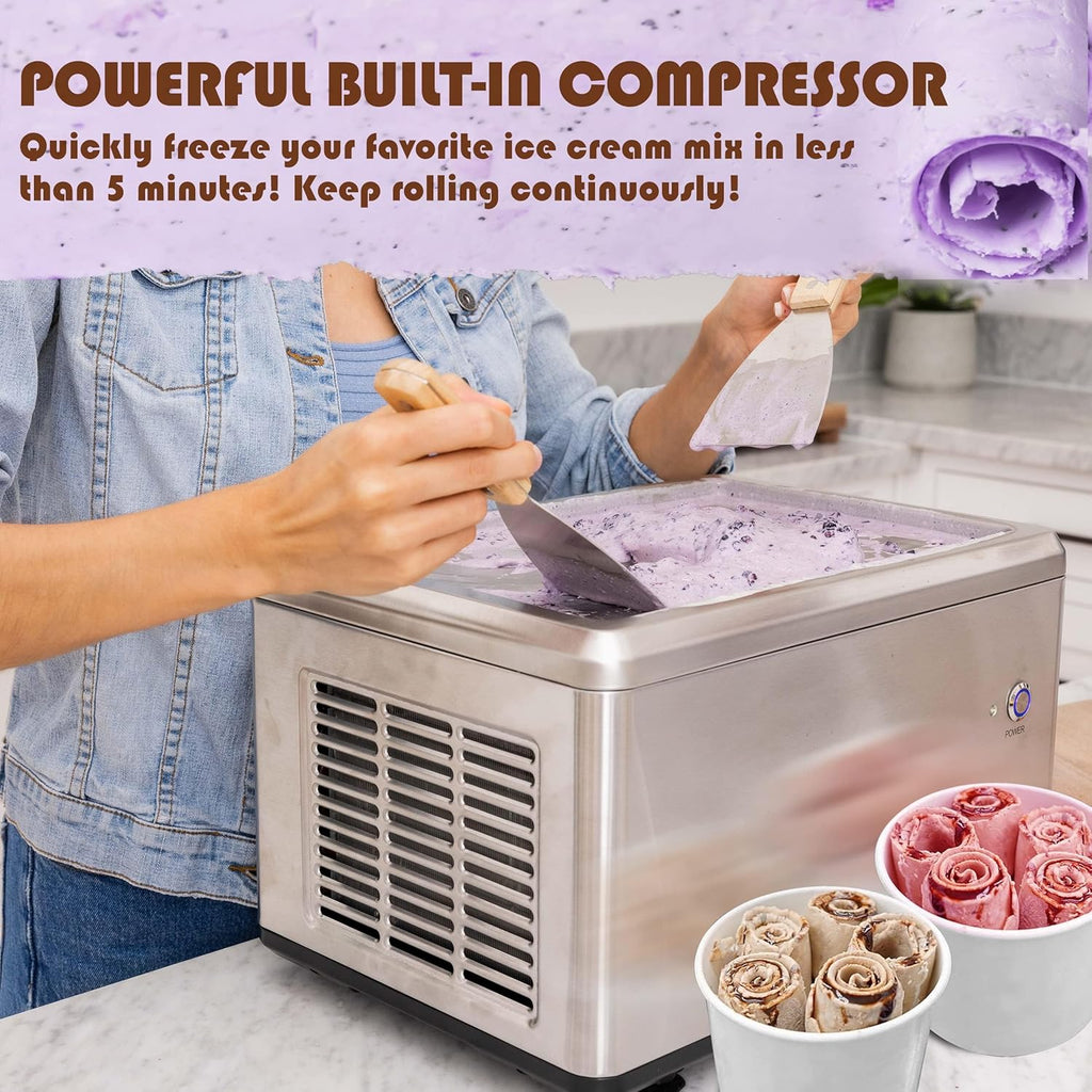 Whynter Rolled Ice Cream Maker With Compressor, 0.5-Quart Stainless Steel - ICR-300SS