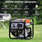 Gas Powered Open Frame Inverter Generator, 4400 Peak Watts / 3400 Running Watts - RV Ready