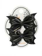 Way to Celebrate Halloween Mini Bat Bow Hair Clip Set, Black, 2 Pieces, Alligator Hair Clip