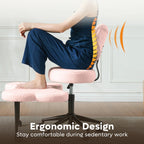 Pinmoco Ergonomic Cross-Legged Swivel Chair, Adjustable Height, Teddy Fabric, Off White