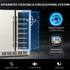 Ecojoy 24 Inch Dual Zone Wine And Beverage Refrigerator, 20 Bottles And 57 Cans