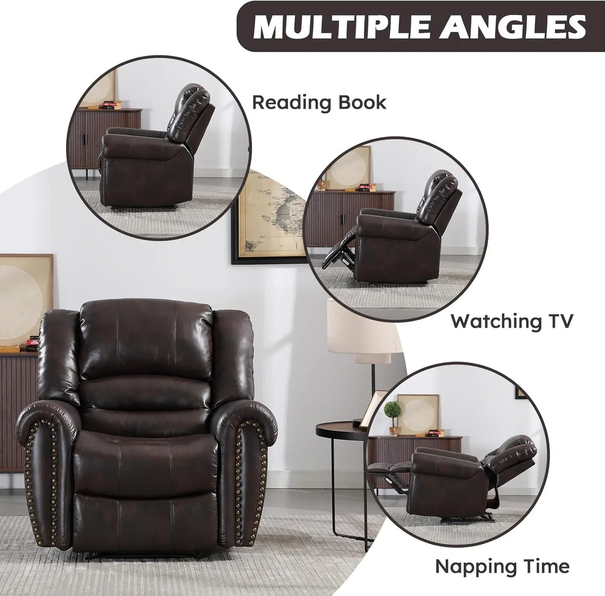CANMOV Manual Recliner Chair, Nut Brown