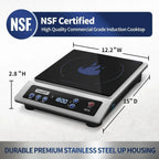 Portable Induction Cooktop With 8-Inch Heating Coil Stainless Steel Countertop Burner