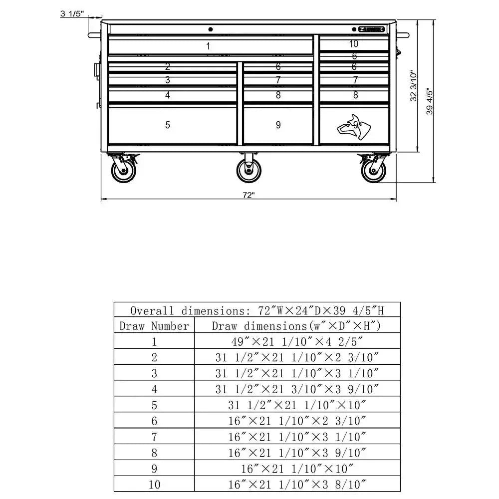 Heavy-Duty 72 in W x 24 in D 15-Drawer Mobile Workbench With Stainless Steel Top - Red