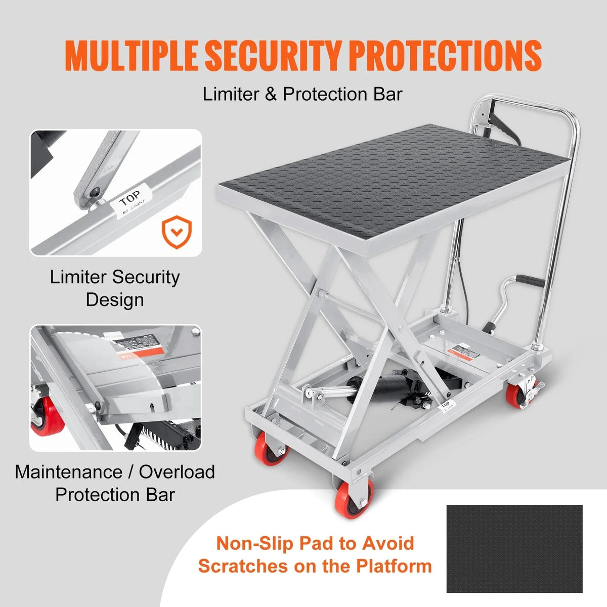 BENTISM Hydraulic Lift Table Cart, 500 lbs, 28 x 18 inches, Gray - TF23