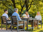 SERWALL 7-Piece HDPE Outdoor Dining Set With Umbrella Hole - Gray