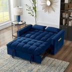 4-in-1 Velvet Pull-Out Sleeper Sofa Bed Loveseat With Reclining Backrest And 2 Side Pockets