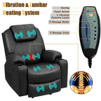 Electric Power Lift Recliner Chair With Leather Massage, Lumbar Heating, 8 Vibrating Nodes, Cup Holders And USB Port