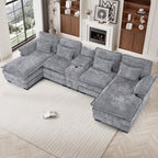 Wiilayok U-Shaped Modular Sectional Sofa, 124 inch Extra Deep Chenille, Storm Gray