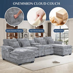 Wiilayok U-Shaped Modular Sectional Sofa, 124 inch Extra Deep Chenille, Storm Gray