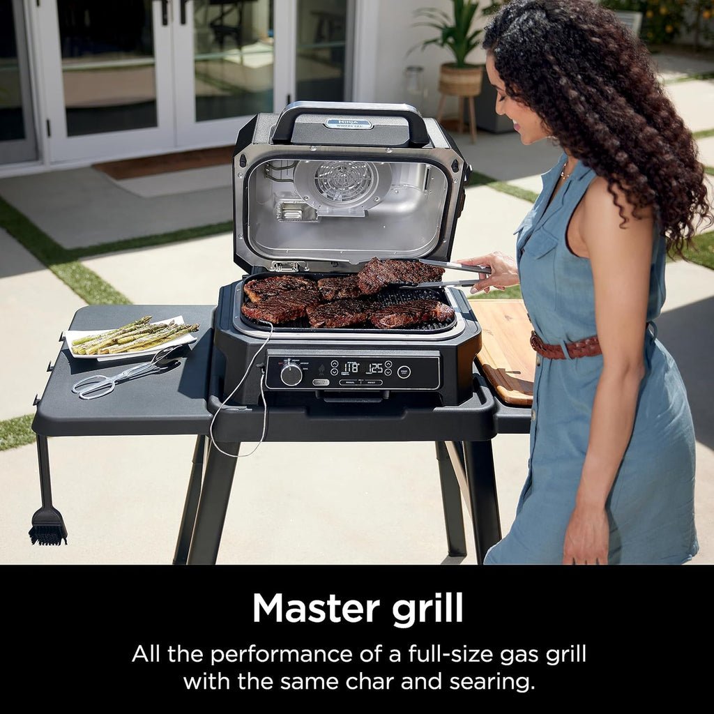 Ninja Outdoor Woodfire Pro XL 4-in-1 Grill BBQ Smoker Air Fryer & Bake, Dark Grey - OG850