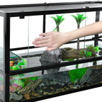 REPTIZOO 40 Gallon Large Turtle Tank With Basking Platform, Black