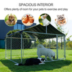 Petony Outdoor Dog Kennel With UV And Water Resistant Roof Cover, Chain-Link Fence And Swing Gate