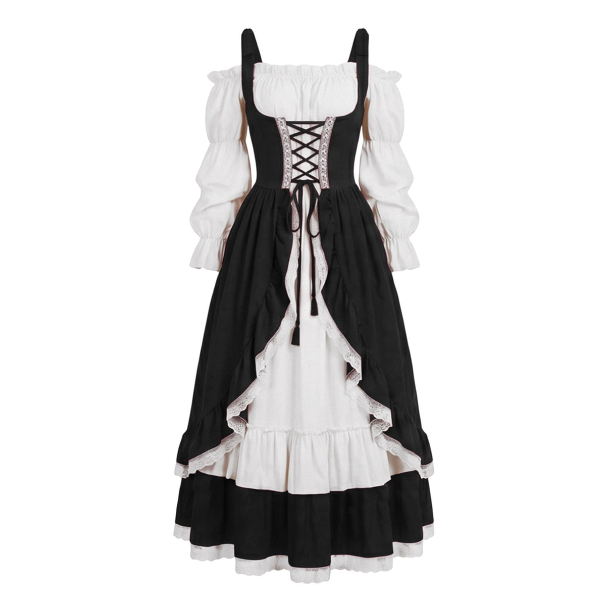 Kinrui Renaissance Costume Women Vintage Medieval Victorian Dress Tie Knot Corset Ren Faire Maid Fairy Cosplay Princess Dresses Blue 3XL