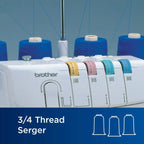 Brother 3/4 Thread Serger Overlock Machine, 1300 Stitches Per Minute - 1034D
