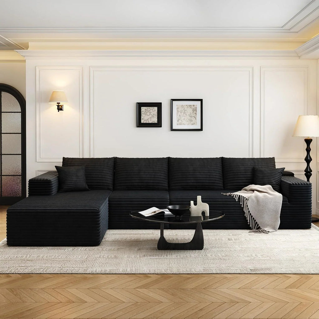 Settab Modular Sectional Sofa, 2 Seater Left-Facing Chaise, Black, 68.9 inch D x 107.5 inch W x 36.3 inch H