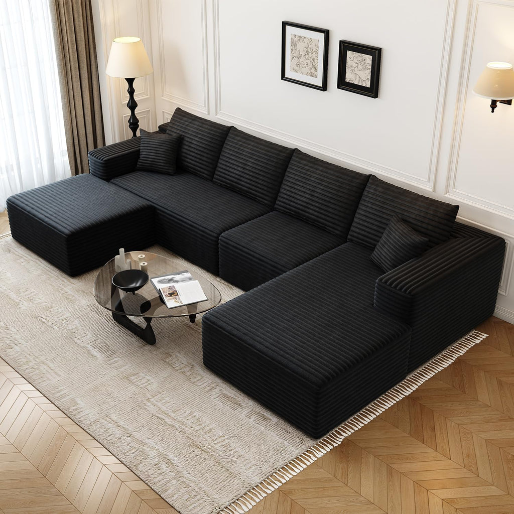 Settab Modular Sectional Sofa, 2 Seater Left-Facing Chaise, Black, 68.9 inch D x 107.5 inch W x 36.3 inch H