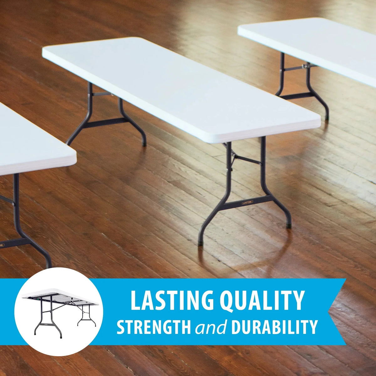 Lifetime 4 8-Foot Rectangle Folding Tables And 32 Chairs Set, White Granite - 80147