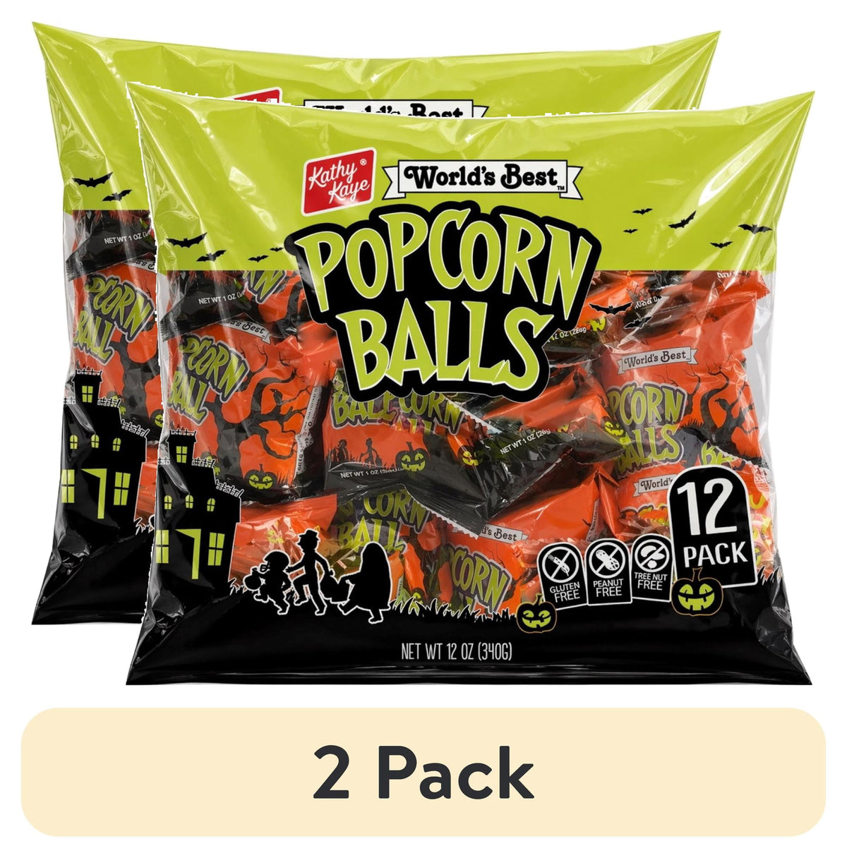 Kathy Kaye's Halloween Sweet & Salty Popcorn Balls, 12 Count. Gluten Free, Peanut and Tree-Nut Free