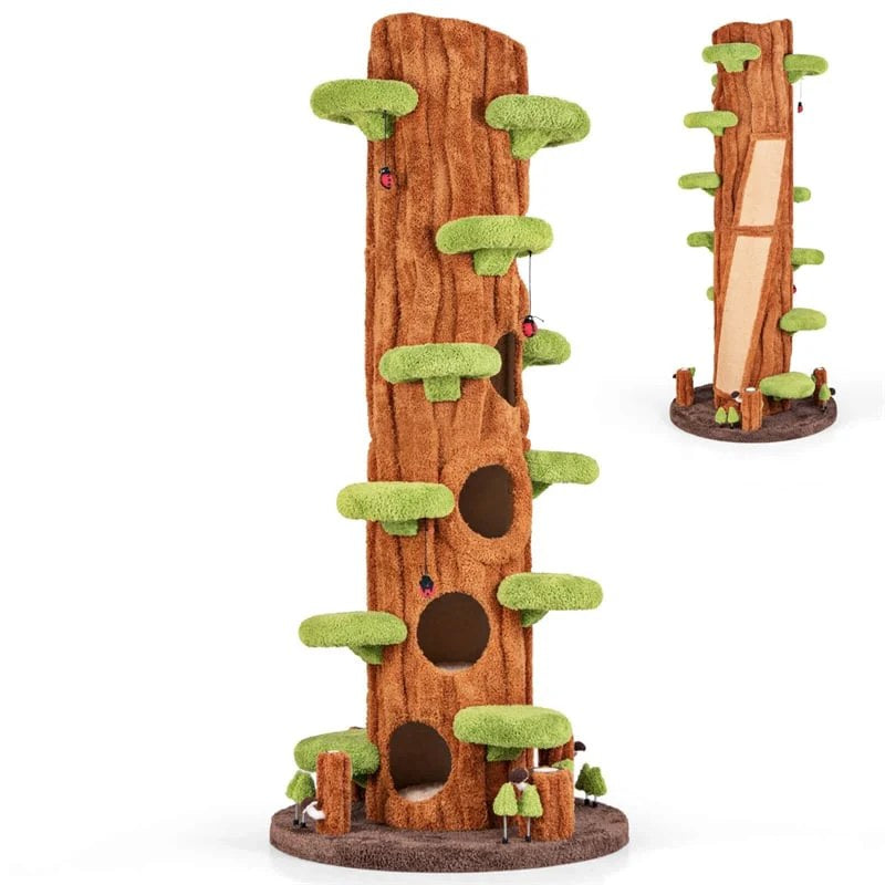 Luxury Simulation Cat Tree Tower With 5 Condos, 90.5 in Tall