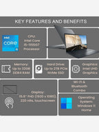 Dell Inspiron 15 3511 Laptop, 15.6-inch FHD Touchscreen, Intel Core i5-1035G1, 12GB RAM, 256GB SSD - 3511