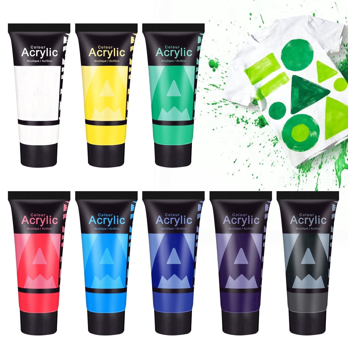 AUREUO Galaxy Glitter Acrylic Paint Set - 8 Twinkle Colors 0.71 Fl Oz / 21ml Tubes Sparkling Art Paints for Crafts Decor Non-toxic Painting Supplies for Artists
